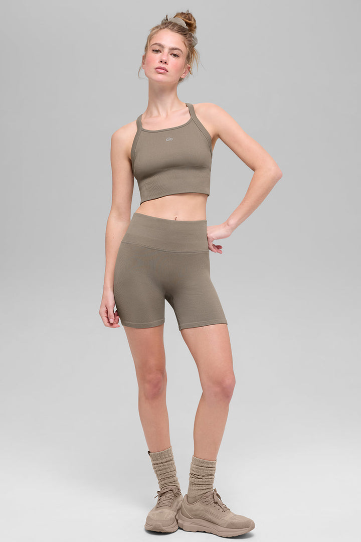 Seamless Ribbed Favorite Bra Tank - Light Cocoa